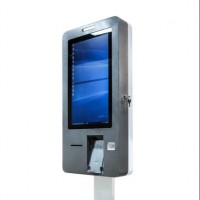 retail food order touch screen tablet kiosk stand with fiscal pos machine